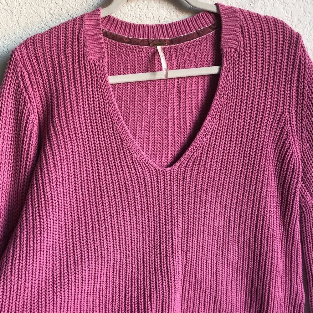 Free People Damsel Wide Sleeve Sweater V Neck Cotton Medium